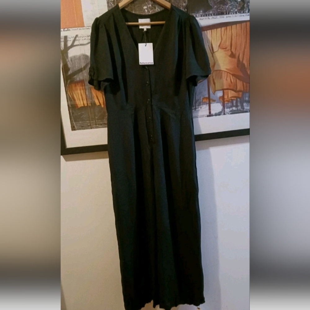 NWT Reformation France Black Jumpsuit Size 10 - Picture 5 of 10